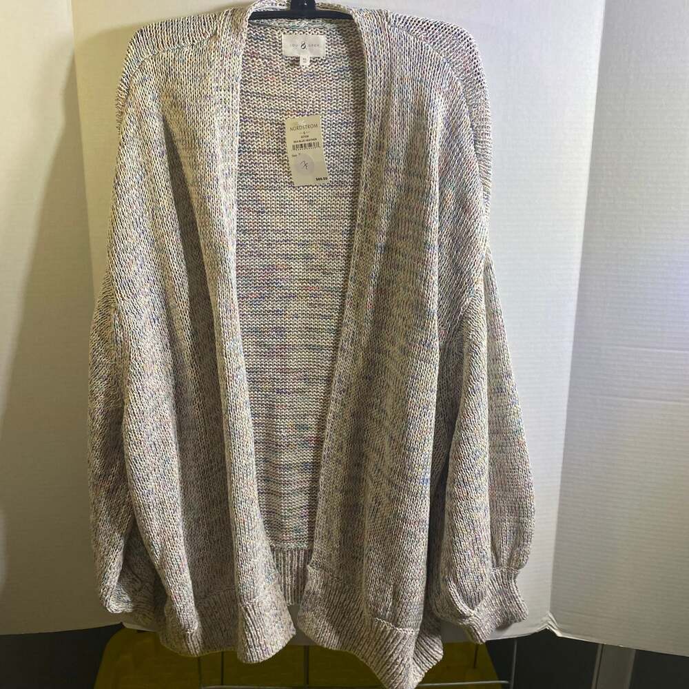 Lou & Grey Rainbow Open Cardigan Sz XL NWT MSRP $90